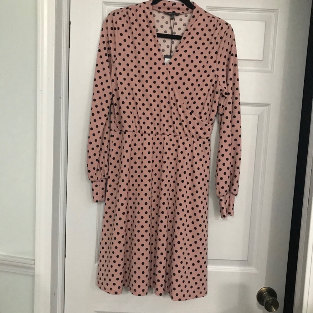 Adrianna Papell Polka Dot Faux Wrap Dress